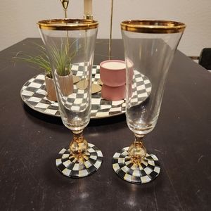 MacKenzie-Childs Courtly Check Champagne Flutes (two)
